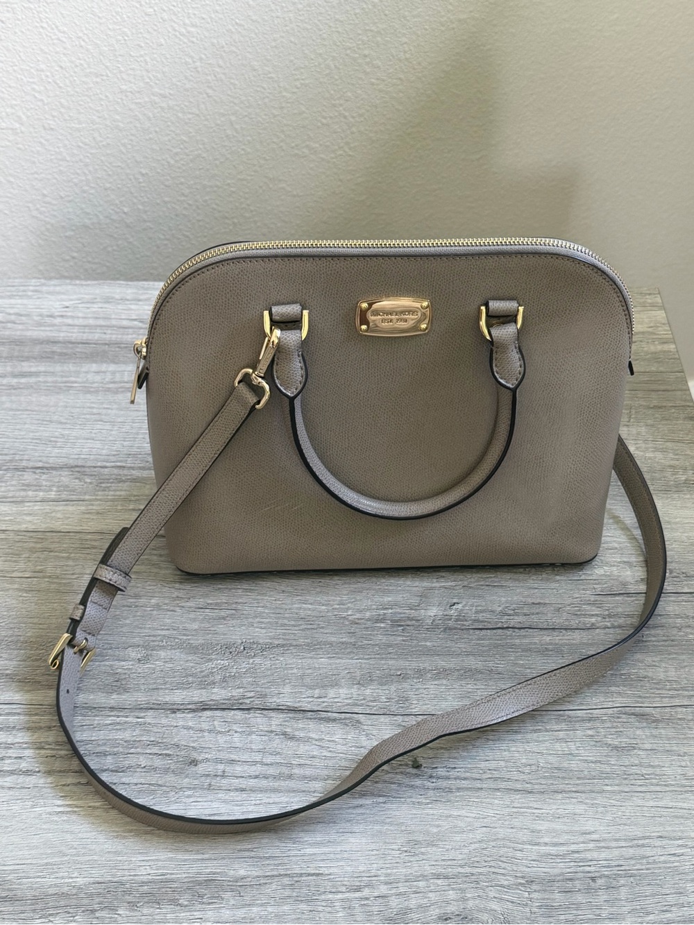 Michael Kors Taupe Dome Satchel Crossbody Bag